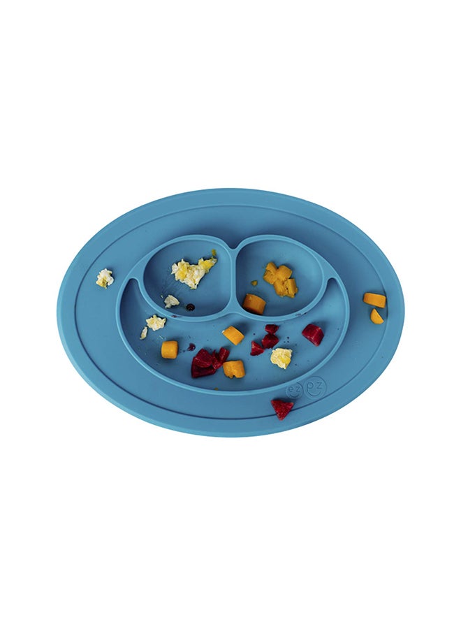 Silicon Plate, Happy Plate, Babies And Toddler, Non Slip, Suction Plate, Divided Plate, Bpa Free, 100% Food Grade Silicone, Oval Shaped, Blue - Image 3