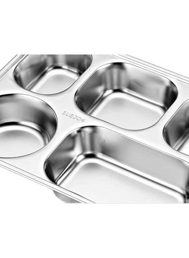 Yutai 304 Stainless Steel Divided Plate, Thickened Fast Food Tray, Children'S Lunch Box, Adult Meal Container, Deep Five-Compartment - Image 3