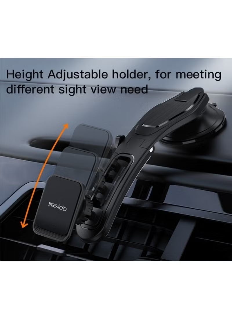Yesido C107 Magnetic Car Phone Holder, 540° Rotatable Dashboard Mount, Strong Magnetic Smartphone Stand, Adjustable Mobile Phone Holder for Hands-Free Navigation, Driving & Viewing, Black - Image 4