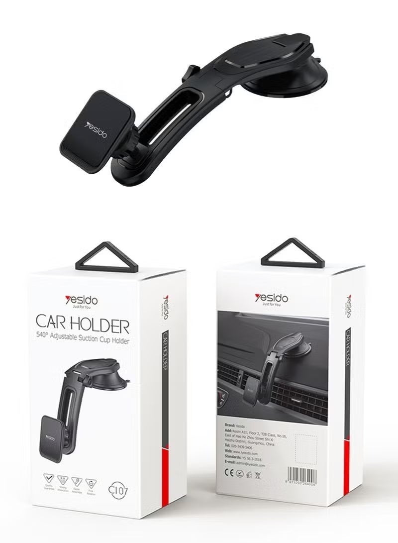 Yesido C107 Magnetic Car Phone Holder, 540° Rotatable Dashboard Mount, Strong Magnetic Smartphone Stand, Adjustable Mobile Phone Holder for Hands-Free Navigation, Driving & Viewing, Black - Image 2