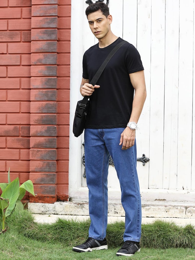 Thomas Scott Men's Mid-Rise Clean Look Relaxed Fit Jeans (TSJ-211_LightBlue, 34) - Image 5