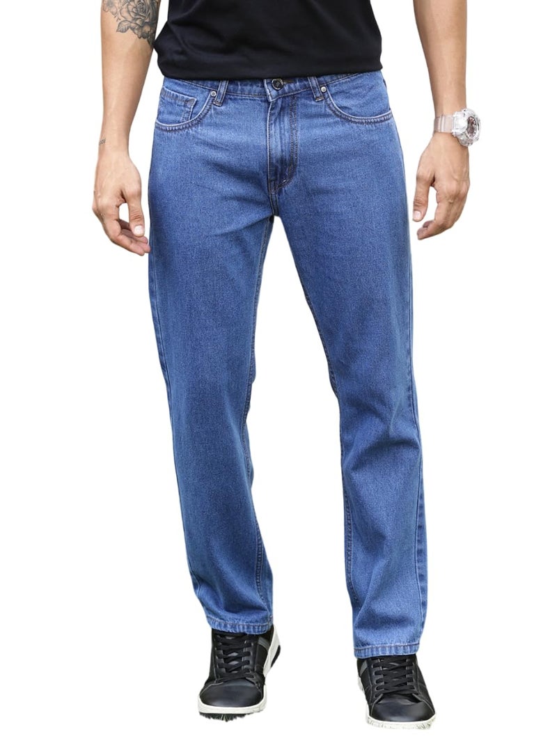 Thomas Scott Men's Mid-Rise Clean Look Relaxed Fit Jeans (TSJ-211_LightBlue, 34) - Image 1
