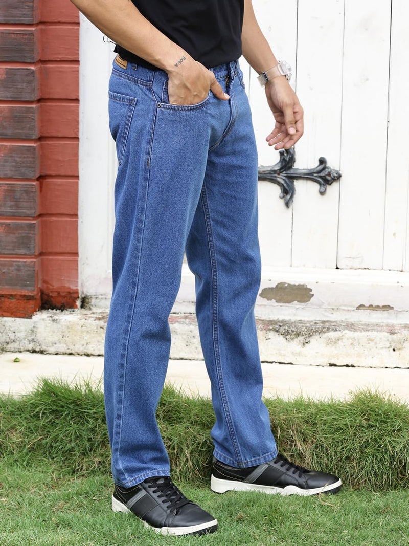 Thomas Scott Men's Mid-Rise Clean Look Relaxed Fit Jeans (TSJ-211_LightBlue, 34) - Image 3
