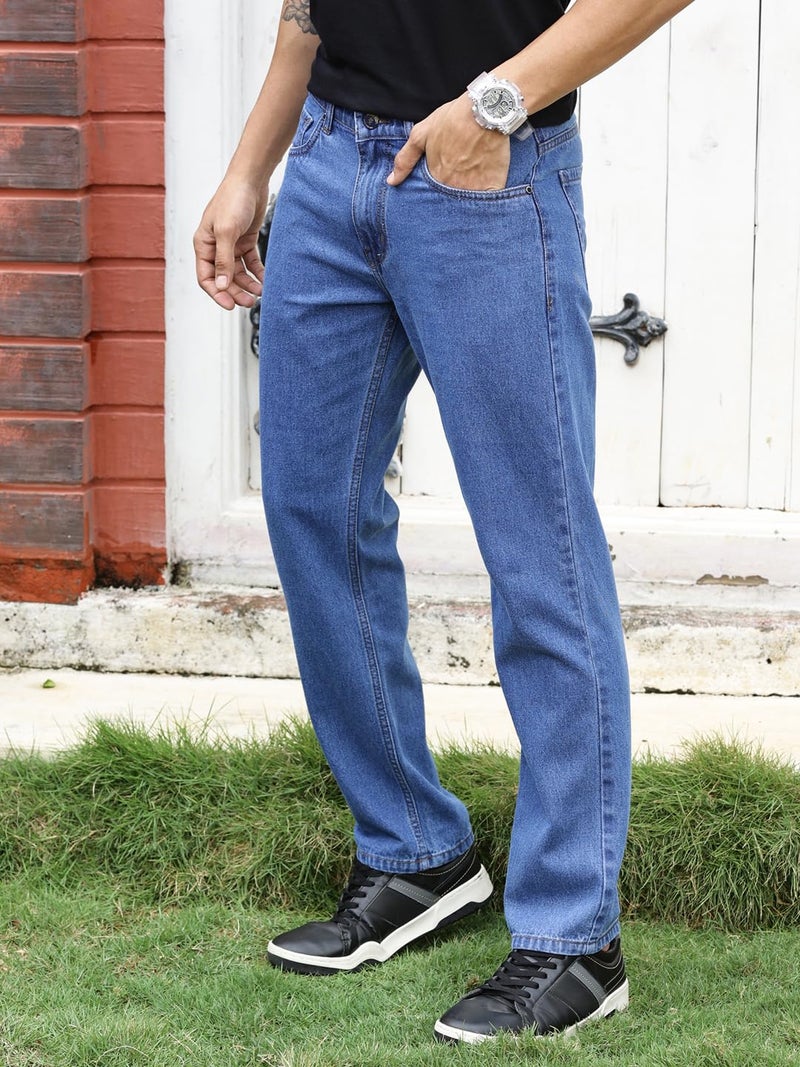 Thomas Scott Men's Mid-Rise Clean Look Relaxed Fit Jeans (TSJ-211_LightBlue, 34) - Image 2