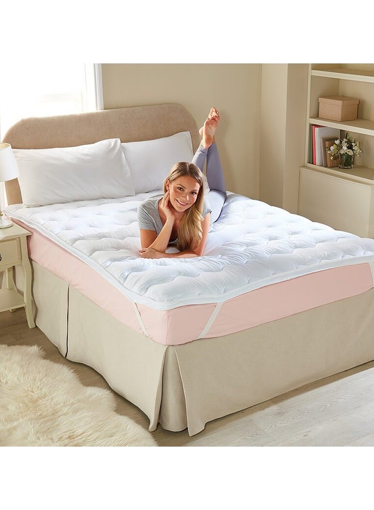 COMFY WHITE HOTEL QUALITY 180 X 200 X 7CM HYPOALLERGENIC COTTON MATTRESS TOPPER WITH FIBER FILLING - Image 1