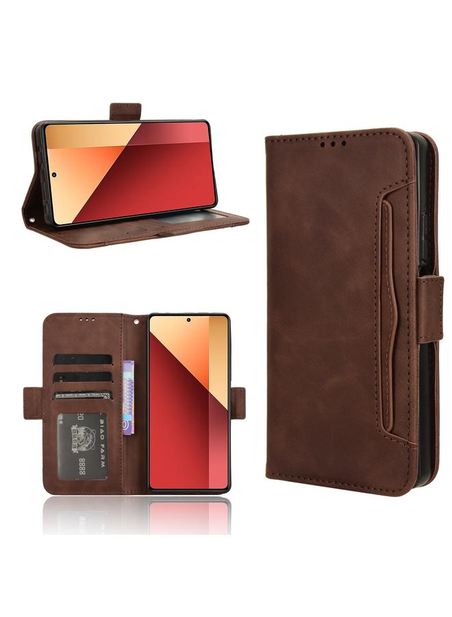 Green Tiger For Xiaomi Redmi Note 13 Pro 4G Global Skin Feel Calf Texture Card Slots Leather Phone Case(Brown)