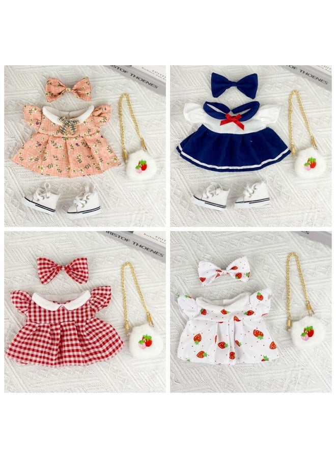 20cm Baby Clothes Star Doll Plush Toy Changing Clothes Q Version Cotton Doll Skirt Children's Day Gift-Specifications:20cm Baby Wear-Color:Yellow Small Flower Skirt + Bow + Strawberry Bag Suit  - Image 2