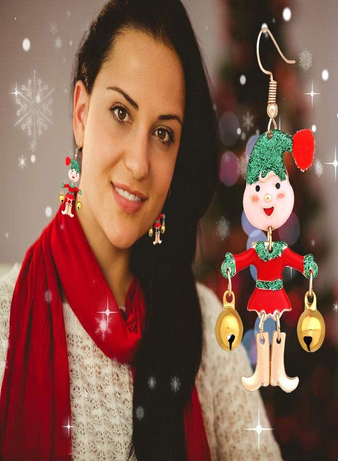 JYJ Women's Christmas Necklace Earrings Jewelry Set Jingle Bells Beaded Collar Necklace Dangle Earrings - Image 3