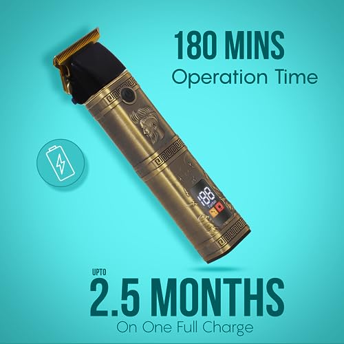 StyleHouse X26 Battery Powered Trimmer For Men, 180 Mins Runtime, Budha, Led Display, Double Speed, High Performance Golden T Blade - Image 2