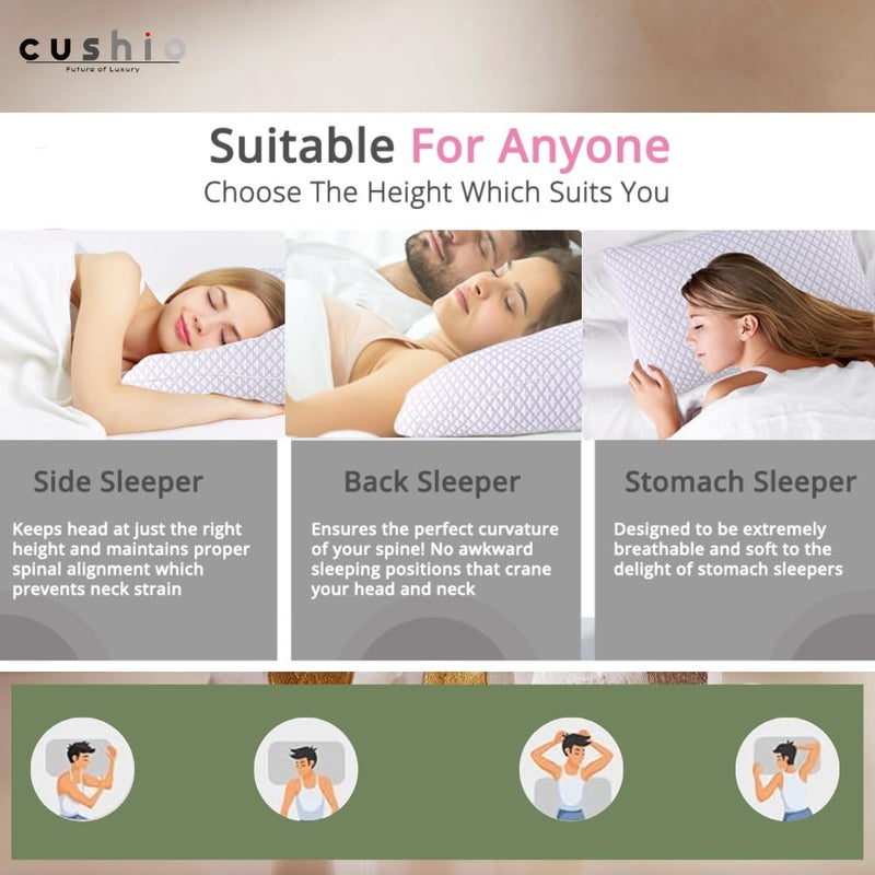 CUSHIO Cervical Butterfly Pillow - Orthopedic Memory Foam for Neck & Shoulder Pain Relief | Contour Pillow with Arm Rest | Dual Height Design for Side & Back Sleepers (Pack of 2) - Image 5