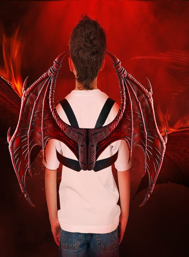 Sratte Halloween Dragon Costume Wing Dinosaur Tail Mask Dragon Cosplay Dinosaur Costume Set for Kids Children (Red) - Image 3