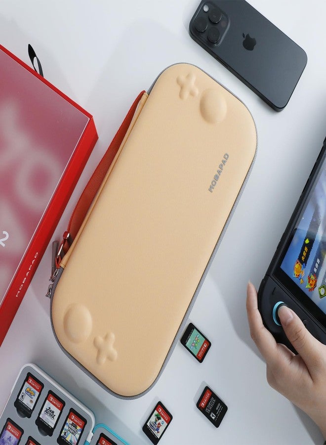 موباباد حقيبة ملحقات نينتندو سويتش 2 من MOBAPAD P1 - حقيبة حمل نحيفة لحماية جهاز سويتش 2 بتصميم غلاف صلب، وبطانة داخلية ناعمة، و12 حاملًا لبطاقات الألعاب، وسحابات YKK (لون كاكي) - Image 3
