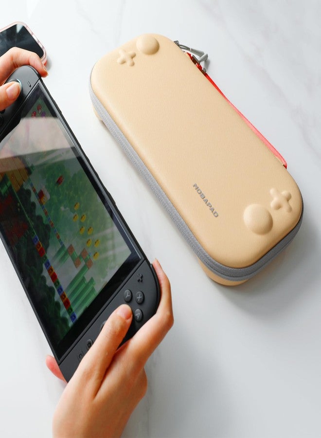 موباباد حقيبة ملحقات نينتندو سويتش 2 من MOBAPAD P1 - حقيبة حمل نحيفة لحماية جهاز سويتش 2 بتصميم غلاف صلب، وبطانة داخلية ناعمة، و12 حاملًا لبطاقات الألعاب، وسحابات YKK (لون كاكي) - Image 4