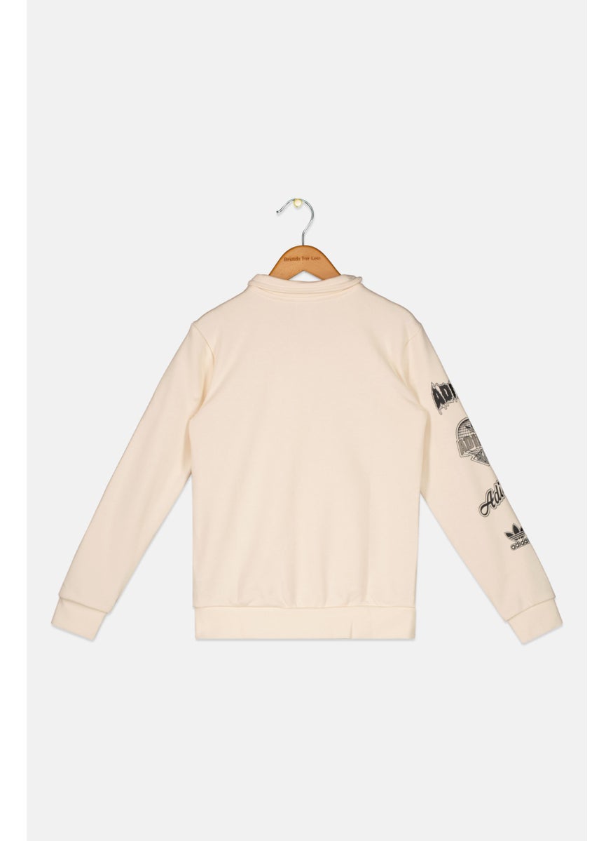 adidas Originals Kids Boy Sportswear Fit Half Zip Sweatshirt, Off White  - Image 2
