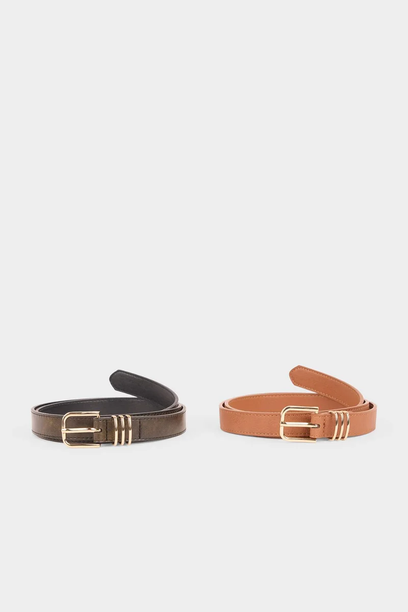 ديفاكتو Woman 2 piece Faux Leather Belt