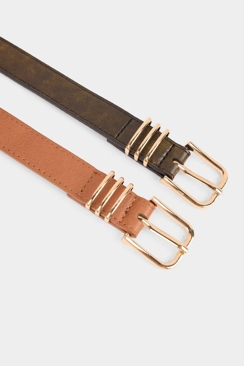 ديفاكتو Woman 2 piece Faux Leather Belt