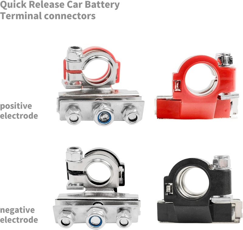 Excefore Car Battery Terminals Connectors, 4 Pcs Battery Clamps 12V 3-Way Battery Terminals, Quick Release Leisure Battery Connectors for Car, Caravan, Motorhome Battery Terminal - Image 2
