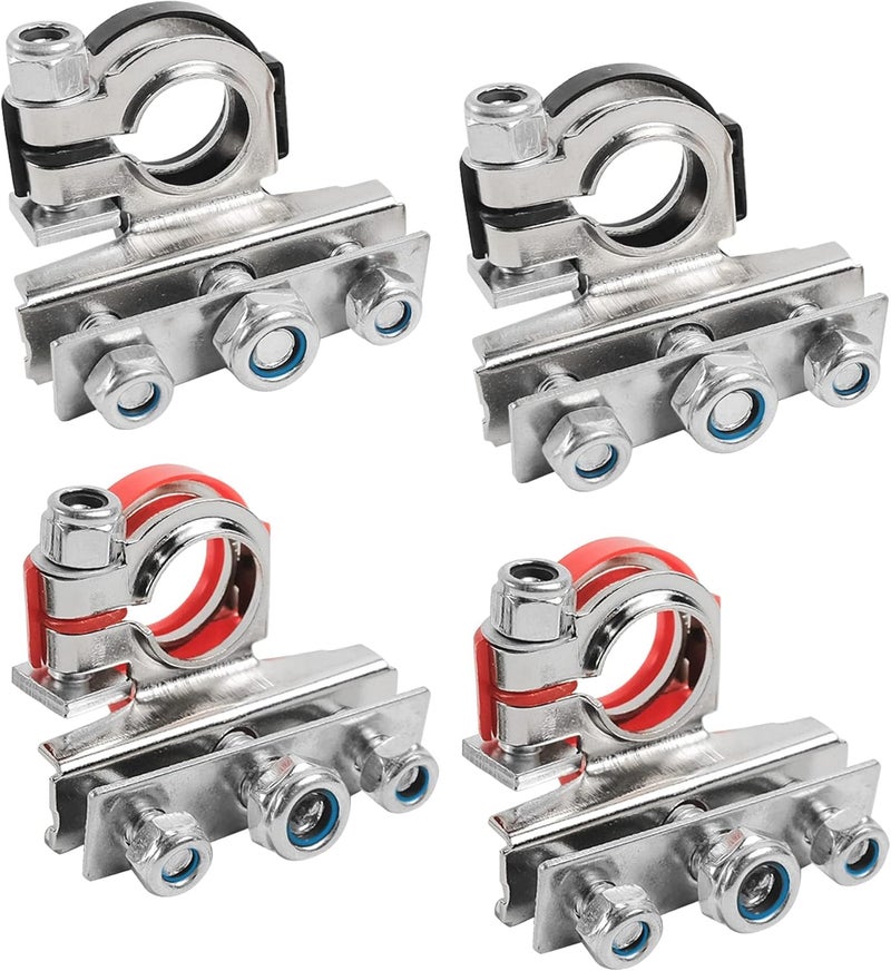 Excefore Car Battery Terminals Connectors, 4 Pcs Battery Clamps 12V 3-Way Battery Terminals, Quick Release Leisure Battery Connectors for Car, Caravan, Motorhome Battery Terminal - Image 1