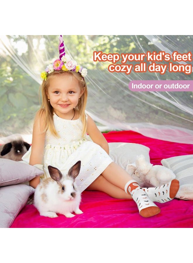 GRPSKCOS Toddler Girls Socks, 12 Pack Non Slip Breathable Crew Socks with Grips for 1-7 Years Kids(Carrot Bunny,6-12 Months) - Image 4