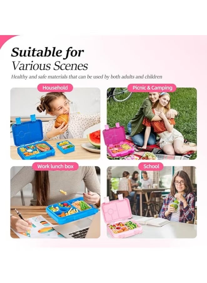 YUFAN Bento Lunch Box with 6 Compartments, Leak Proof Lunchbox Snack Boxes for Kids, BPA-Free Reusable On-the-Go Meal and Snack Packing Containers, Pink - Image 2