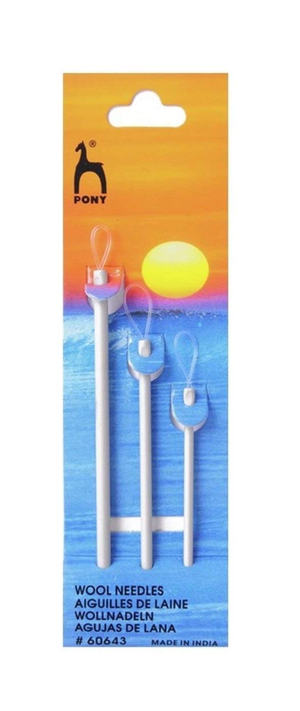 PONY Knitting Pins(25cm)- Set of 7(Size:6G to12G) & Knitting Needle for Neck No.12(23cm) Pair of 4 & Large Eye Loops Wool Needles-Set of 3 & Stainless Steel Needles-Set of 2 - Image 4