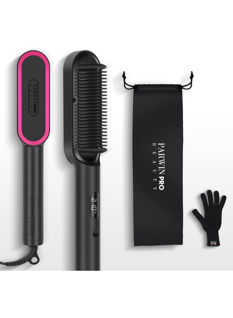 Ionic hair straightening brush, Parwin Pro Beauty with LED display, anti-scald protection, 20-second heat-up time and 4 temperature settings, iron