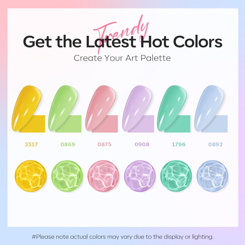 modelones Spring Gel Nail Polish Set, 6 Colors Pastel Yellow Green Pink Purple Blue Shades Pale Macaron Light Colors Nail Art Gel Design for Women Girl Nail Lovers Gift Salon DIY - Image 2