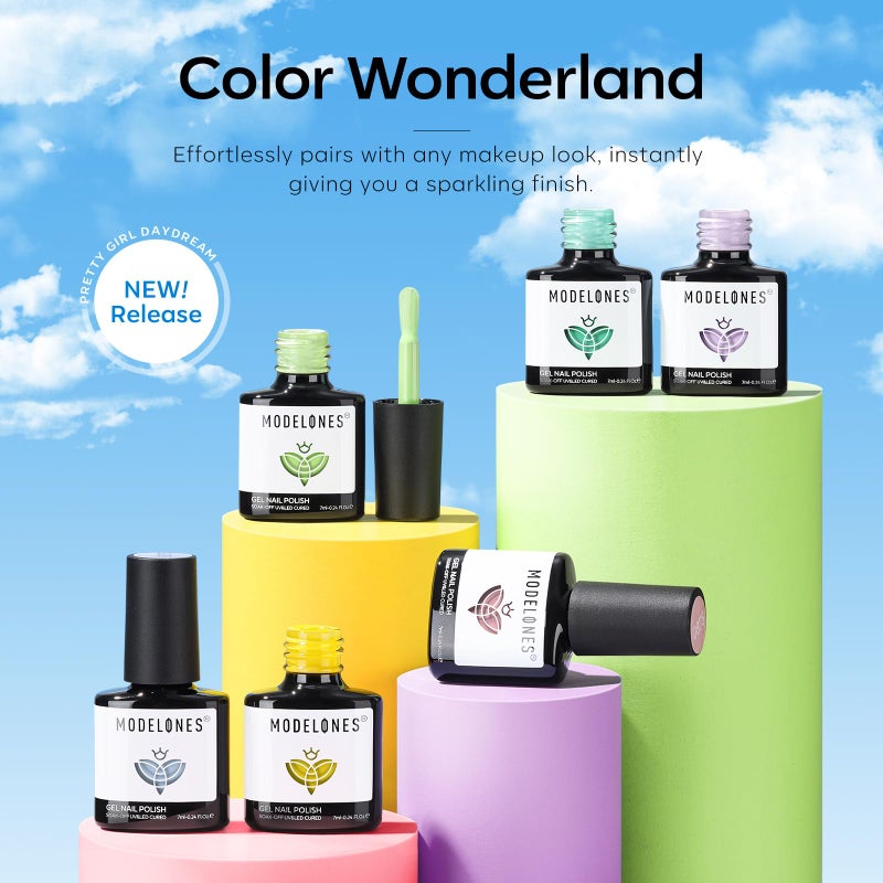modelones Spring Gel Nail Polish Set, 6 Colors Pastel Yellow Green Pink Purple Blue Shades Pale Macaron Light Colors Nail Art Gel Design for Women Girl Nail Lovers Gift Salon DIY - Image 4