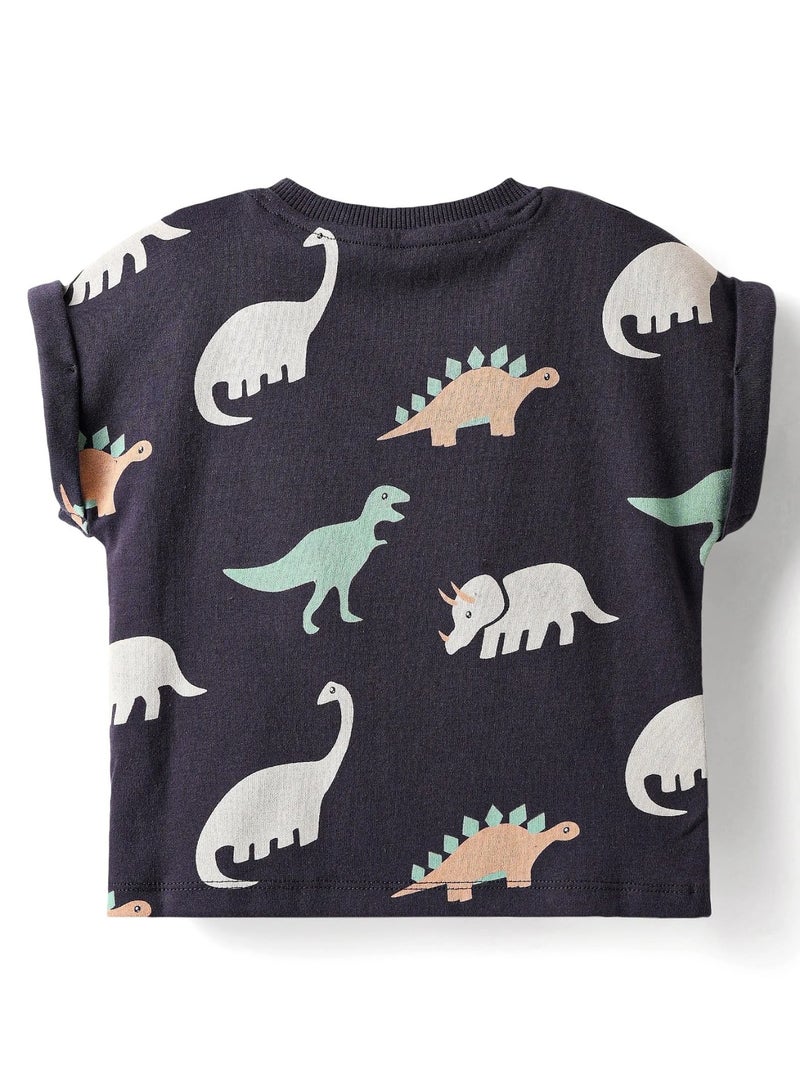 Bonfino Pack of 2 Bonfino 100% Cotton Printed Roll Up Sleeves T-Shirt and Shorts Set for 2 to 3 years baby - Dark Grey, Off White, Pink  - Image 5