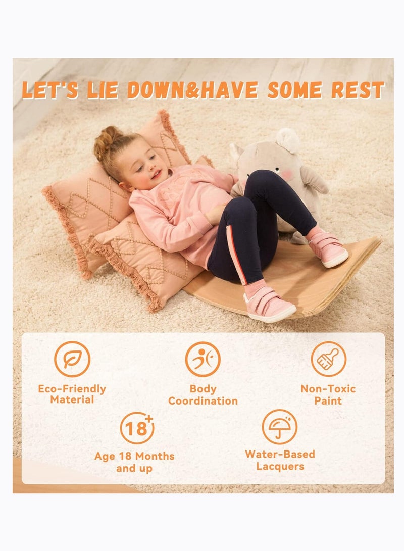 عربست 83 سم لوح توازن خشبي طويل جدا لوح تمايل للأطفال والمراهقين والبالغين ألعاب خشبية للأطفال ، ألعاب والدورف ، ألعاب خشبية للأطفال ، لوح توازن متذبذب للأطفال ، لوح هزاز لليوجا والتمارين الرياضية - Image 4