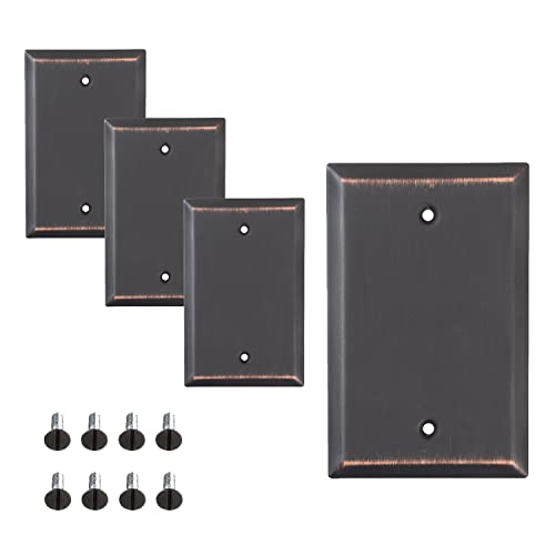 SLEEKLIGHTING Oil Rubbed Bronze Outlet Covers and Switch Plates-Decorative Wall Plate Light Switch Cover Flat -Variety of Styles: Decorator/Duplex/Toggle / & Combo-Size: 1 Gang Blank (4Pack) - Image 1