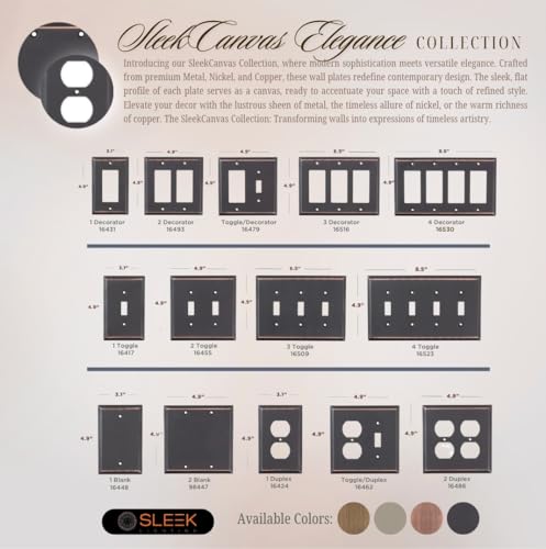SLEEKLIGHTING Oil Rubbed Bronze Outlet Covers and Switch Plates-Decorative Wall Plate Light Switch Cover Flat -Variety of Styles: Decorator/Duplex/Toggle / & Combo-Size: 1 Gang Blank (4Pack) - Image 3