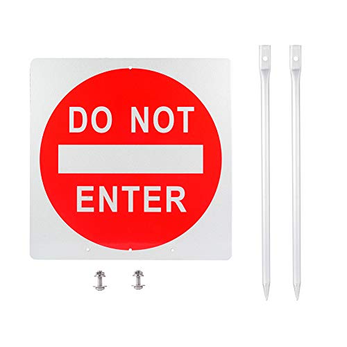 Kichwit Do Not Enter Sign with Metal Stakes, Reflective Aluminum Sign for Outdoor Use, 11.8 x 11.8 Inches, Weather Resistant - Image 2