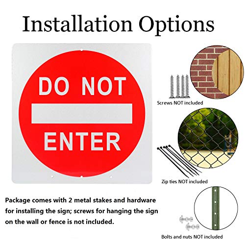 Kichwit Do Not Enter Sign with Metal Stakes, Reflective Aluminum Sign for Outdoor Use, 11.8 x 11.8 Inches, Weather Resistant - Image 4