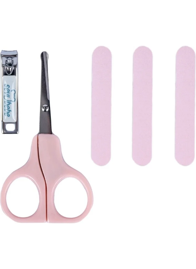 Sevi Bebe 3-Piece Nail Care Set - Nail Clipper, Snap, Nail Clipper, File - Pink