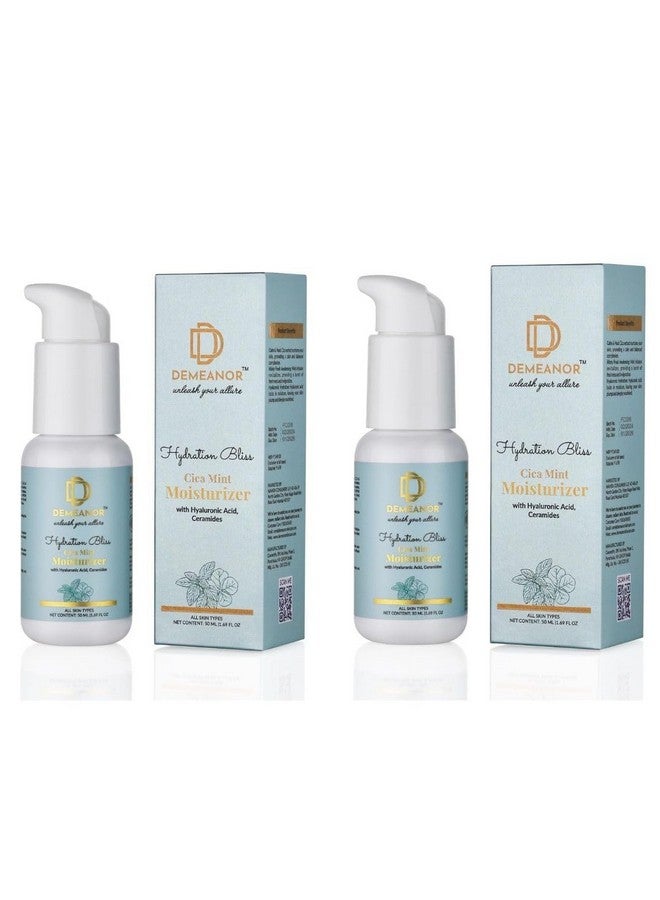 Demeanor Cica + Hyaluronic Acid Soft Light Moisturizer, 50 ml, for Face, Hand & Body, Non-Greasy Cream with Vitamin E water gel for Daily use | All Skin Types (Pack of 2) - Image 1