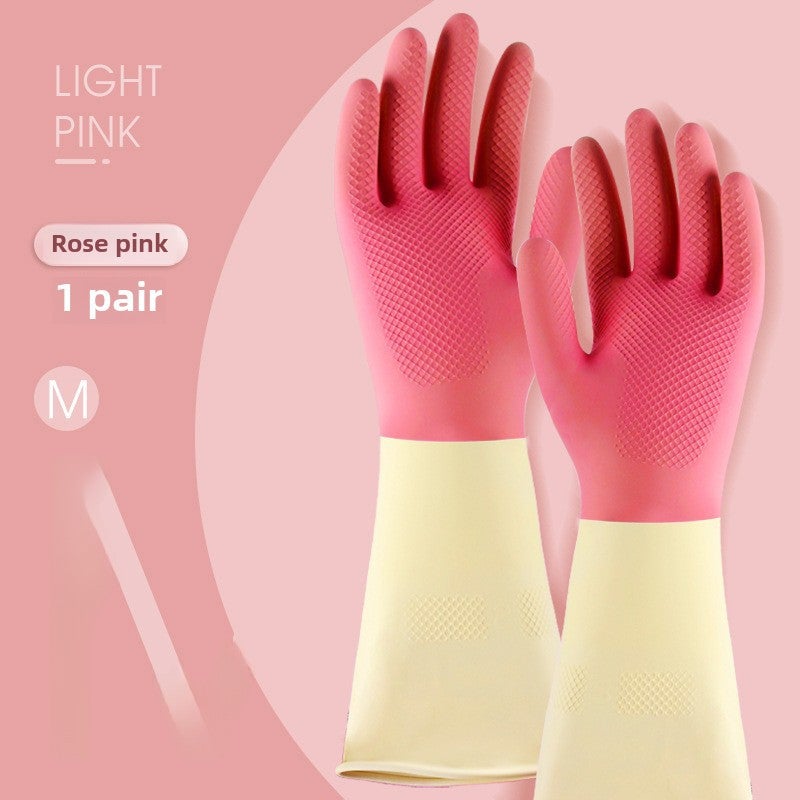 Durable Latex Gloves for Dishwashing and Household Cleaning Mei powder M a pair Mei powder M a pair