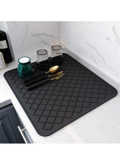 KASTWAVE Silicone Drying Mat for Kitchen Countertops, 12 X 16 In, Kitchen Drying Mat (Black)  - Image 1