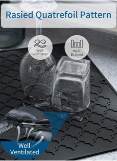 KASTWAVE Silicone Drying Mat for Kitchen Countertops, 12 X 16 In, Kitchen Drying Mat (Black)  - Image 5