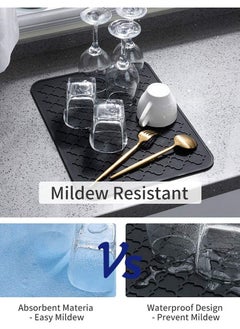 KASTWAVE Silicone Drying Mat for Kitchen Countertops, 12 X 16 In, Kitchen Drying Mat (Black)  - Image 3