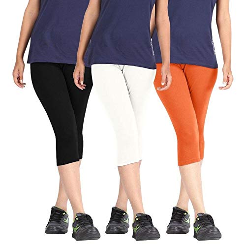 FeelBlue Women's Cotton Casual/Gym/Sports 3/4th Capri, Free Size - Image 1