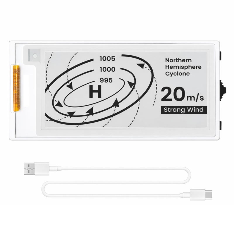 ELECROW ESP32 E-Ink Display 2.13 Inch, CrowPanel E-paper HMI Display Compatible with Arduino IDE, E Ink Screen with 122x250 Resolution Black/White Color, Driven by SPI Interface (Without Acrylic Case) - Image 1