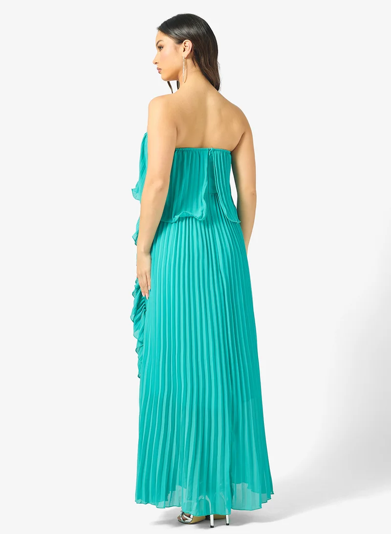 جينجر فستان  لاين مطوي بياقة باندو