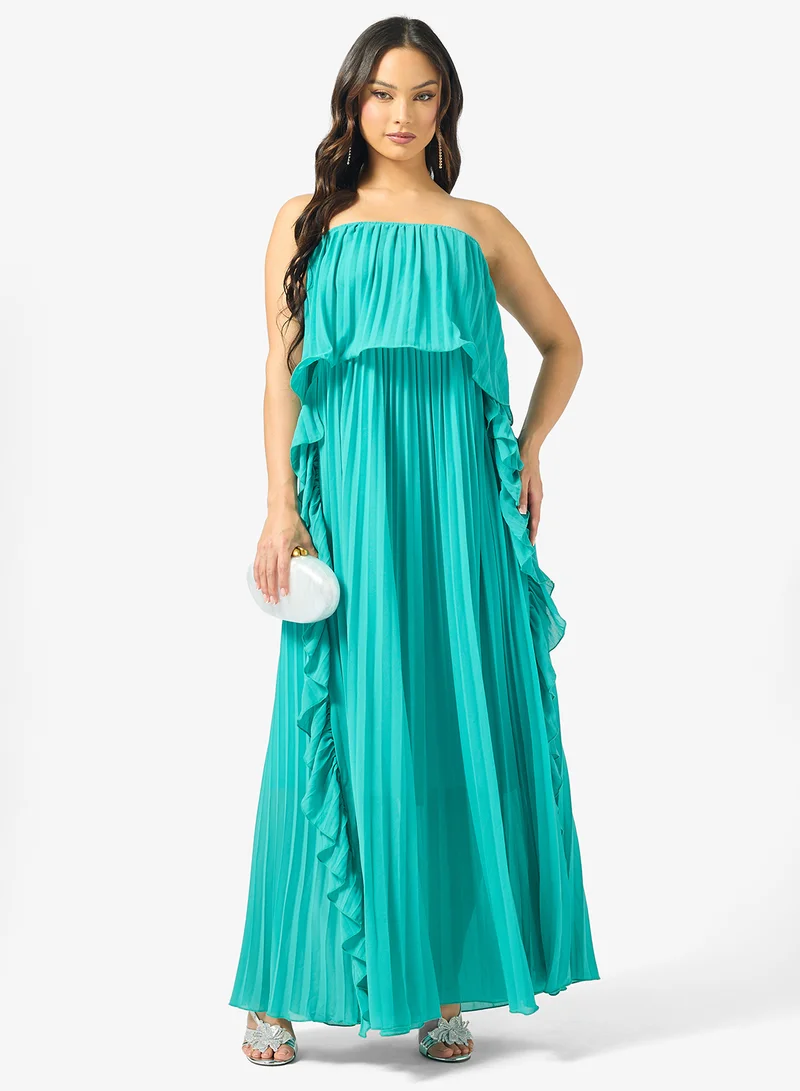 جينجر فستان  لاين مطوي بياقة باندو