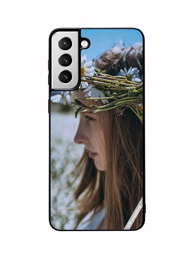 VR CREATIVE Protective Case Cover For Samsung Galaxy S22 5G Girl With Flower Crown Design Multicolour - Image 1