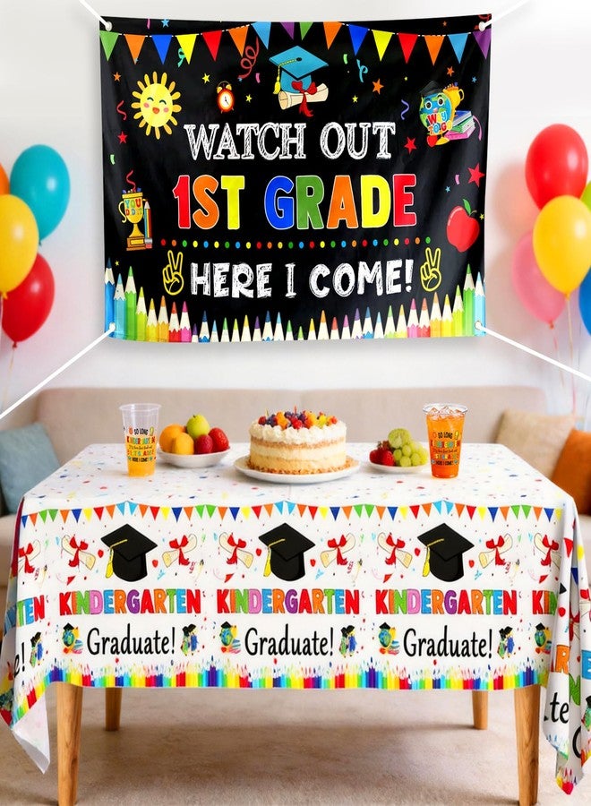ANTING 3 Pack Kindergarten Graduate Tablecloths,Class of 2026 Kinder Garten Graduate Congrats Grad Table Cloths Party Ceremony Decoration Supplies,54 x 108 (Kindergarten) - Image 4