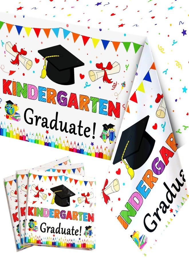 ANTING 3 Pack Kindergarten Graduate Tablecloths,Class of 2026 Kinder Garten Graduate Congrats Grad Table Cloths Party Ceremony Decoration Supplies,54 x 108 (Kindergarten) - Image 1