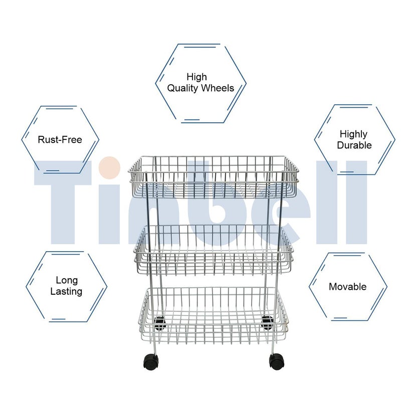 Tinbell Stainless Steel Multipurpose Storage Rack for Kitchen and Bathroom 3 Shelf - Image 5