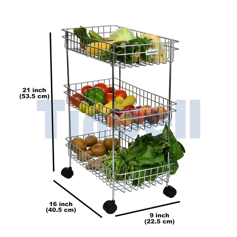 Tinbell Stainless Steel Multipurpose Storage Rack for Kitchen and Bathroom 3 Shelf - Image 4