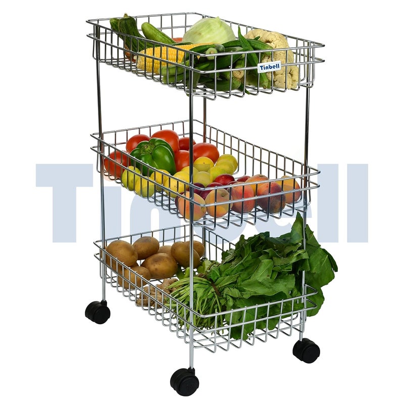 Tinbell Stainless Steel Multipurpose Storage Rack for Kitchen and Bathroom 3 Shelf - Image 2